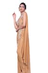 Buy_Archana Kochhar_Gold Lycra Pre-draped Saree With Embroidered Corset Blouse_Online_at_Aza_Fashions