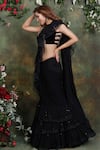 Archana Kochhar_Black Saree Georgette Embroidered Mirror And Pre-draped Ruffle With Blouse _Online_at_Aza_Fashions