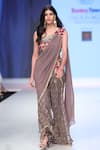 Buy_Archana Kochhar_Grey Georgette Embroidered Mirror Pre-draped Palazzo Saree With Blouse For Women_at_Aza_Fashions