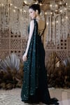 Archana Kochhar_Green Georgette Embroidered Sequin V Neck Ruffle Saree Gown _Online_at_Aza_Fashions