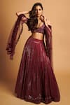 Sawan Gandhi_Purple Georgette Embellished Lehenga Set_Online_at_Aza_Fashions