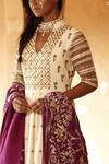 Samatvam By Anjali Bhaskar_White , Habutai V Neck Anarkali With Dupatta _Online_at_Aza_Fashions