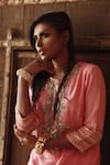 Shop_Samatvam by Anjali Bhaskar_Pink Cotton Silk Round Embroidered Kurta And Dhoti Pant Set _at_Aza_Fashions