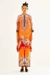 Buy_Rajdeep Ranawat_Orange Silk Printed Floral Band Collar Chanel Tunic  _at_Aza_Fashions