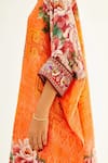 Shop_Rajdeep Ranawat_Orange Silk Printed Floral Band Collar Chanel Tunic  _Online_at_Aza_Fashions