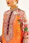 Rajdeep Ranawat_Orange Silk Printed Floral Band Collar Chanel Tunic  _at_Aza_Fashions