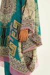 Shop_Rajdeep Ranawat_Blue Silk Printed Geometric V Neck Helen Kaftan Tunic  _Online_at_Aza_Fashions