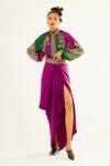 Buy_Rajdeep Ranawat_Purple Silk Printed Floral High Neck Larisa Tunic  _at_Aza_Fashions