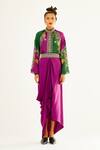 Buy_Rajdeep Ranawat_Purple Silk Printed Floral High Neck Larisa Tunic  _Online_at_Aza_Fashions