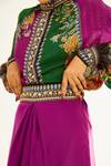 Rajdeep Ranawat_Purple Silk Printed Floral High Neck Larisa Tunic  _at_Aza_Fashions