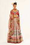 Buy_Rajdeep Ranawat_Ivory Dupion Silk Printed Floral Leaf Neck Leela Bridal Lehenga Set  _at_Aza_Fashions