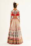 Shop_Rajdeep Ranawat_Ivory Dupion Silk Printed Floral Leaf Neck Leela Bridal Lehenga Set  _at_Aza_Fashions