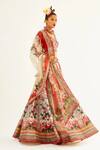 Rajdeep Ranawat_Ivory Dupion Silk Printed Floral Leaf Neck Leela Bridal Lehenga Set  _Online_at_Aza_Fashions