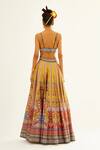 Shop_Rajdeep Ranawat_Yellow Dupion Printed Floral Sweetheart Neck Leela Lehenga Set  _at_Aza_Fashions