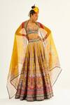 Rajdeep Ranawat_Yellow Dupion Printed Floral Sweetheart Neck Leela Lehenga Set  _Online_at_Aza_Fashions