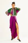 Buy_Rajdeep Ranawat_Purple Satin Leila Draped Skirt_at_Aza_Fashions