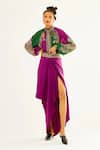 Buy_Rajdeep Ranawat_Purple Satin Leila Draped Skirt_Online_at_Aza_Fashions