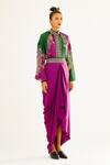 Rajdeep Ranawat_Purple Satin Leila Draped Skirt_at_Aza_Fashions