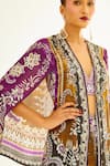 Shop_Rajdeep Ranawat_Purple Silk Printed Floral Open Madina Cape  _Online_at_Aza_Fashions