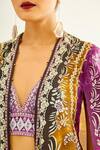 Rajdeep Ranawat_Purple Silk Printed Floral Open Madina Cape  _at_Aza_Fashions