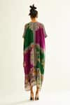 Shop_Rajdeep Ranawat_Purple Silk Printed Floral V Neck Majida Kaftan  _at_Aza_Fashions