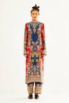 Buy_Rajdeep Ranawat_Red Silk Floral High Neck Misa Printed Kurta_at_Aza_Fashions