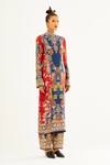 Rajdeep Ranawat_Red Silk Floral High Neck Misa Printed Kurta_Online_at_Aza_Fashions