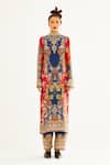 Buy_Rajdeep Ranawat_Blue Satin Printed Floral Permaz Hem Palazzo  _at_Aza_Fashions