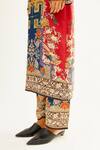 Rajdeep Ranawat_Blue Satin Printed Floral Permaz Hem Palazzo  _at_Aza_Fashions