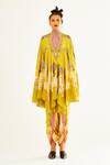 Buy_Rajdeep Ranawat_Yellow Satin Printed Floral South Dhoti Pant  _Online_at_Aza_Fashions
