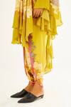 Rajdeep Ranawat_Yellow Satin Printed Floral South Dhoti Pant  _at_Aza_Fashions