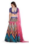 Shop_Siddhartha Bansal_Multi Color Raw Silk Printed Wave And Floral Embroidery V Lehenga Set _at_Aza_Fashions