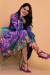 Shop_Siddhartha Bansal_Multi Color Suede Velvet Marble Print Skirt_at_Aza_Fashions