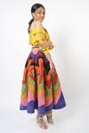 Siddhartha Bansal_Multi Color Ming Crepe Colorblock Embroidered Skirt_Online_at_Aza_Fashions
