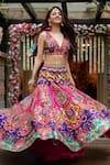 Buy_Siddhartha Bansal_Multi Color Satin Embroidery V Neck Lehenga Set  _at_Aza_Fashions