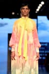 Shop_Siddhartha Bansal_Yellow Pure Crepe Floral High Tiered Dress _at_Aza_Fashions