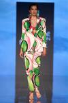 Buy_Siddhartha Bansal_Green Satin And Lycra Print Murano Glass Blazer & Pant Set _at_Aza_Fashions