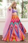 Buy_Siddhartha Bansal_Multi Color Raw Silk Embroidery V Neck Lehenga Set  _at_Aza_Fashions