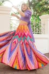 Shop_Siddhartha Bansal_Multi Color Raw Silk Embroidery V Neck Lehenga Set  _at_Aza_Fashions