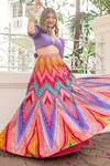 Siddhartha Bansal_Multi Color Raw Silk Embroidery V Neck Lehenga Set  _Online_at_Aza_Fashions