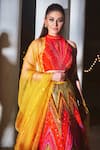 Buy_Siddhartha Bansal_Multi Color Raw Silk, Organza, Dupion High Neck Embroidered Lehenga Set _Online_at_Aza_Fashions