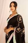 Shop_Keosha_Black Siyah Dilshad Saree With Blouse _Online_at_Aza_Fashions