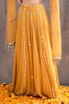 Silky Bindra_Yellow Net Embroidered Mirror Scoop Neck Embellished Bridal Lehenga Set _at_Aza_Fashions