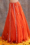 Silky Bindra_Orange Organza Embroidered Mirror Sweetheart Neck Work Bridal Lehenga Set _at_Aza_Fashions