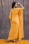 Shop_Silky Bindra_Yellow Georgette, Shantoon Mirror V Neck Embellished Kaftan _at_Aza_Fashions