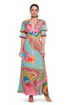 Buy_Siddhartha Bansal_Multi Color Pure Crepe Printed Abstract V Neck Maxi Dress  _at_Aza_Fashions