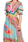 Buy_Siddhartha Bansal_Multi Color Pure Crepe Printed Abstract V Neck Maxi Dress  _Online_at_Aza_Fashions