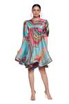 Siddhartha Bansal Multi Color Satin Round Flared Printed Dress Online at Aza Fashions Siddhartha Bansal_Multi Color Satin Round Flared Printed Dress _Online_at_Aza_Fashions