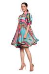 Buy Siddhartha Bansal Multi Color Satin Round Flared Printed Dress Online at Aza Fashions Buy_Siddhartha Bansal_Multi Color Satin Round Flared Printed Dress _Online_at_Aza_Fashions