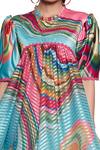 Shop Siddhartha Bansal Multi Color Satin Round Flared Printed Dress Online at Aza Fashions Shop_Siddhartha Bansal_Multi Color Satin Round Flared Printed Dress _Online_at_Aza_Fashions